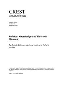 CREST CENTRE FOR RESEARCH INTO ELECTIONS AND SOCIAL TRENDS Working Paper Number 87