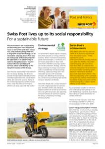 Swiss Post lives up to its social responsibility - For a sustainable future