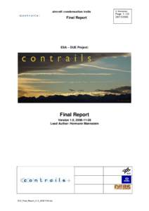 aircraft condensation trails  Final Report ESA – DUE Project: