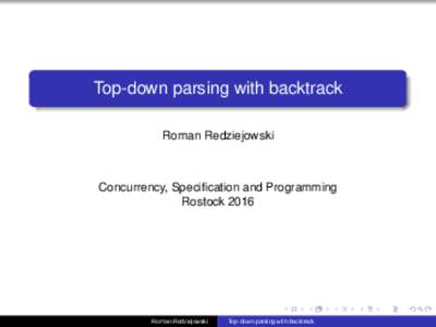 Top-down parsing with backtrack
