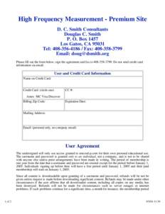 High Frequency Measurement - Premium Site D. C. Smith Consultants Douglas C. Smith P. O. Box 1457 Los Gatos, CATel: Fax: 