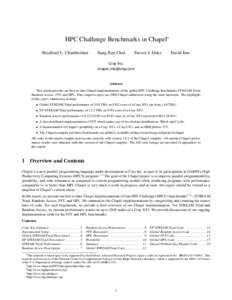 HPC Challenge Benchmarks in Chapel∗ Bradford L. Chamberlain Sung-Eun Choi  Steven J. Deitz