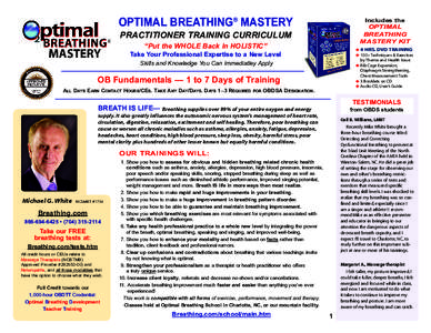 OPTIMAL BREATHING® MASTERY  Includes the OPTIMAL BREATHING