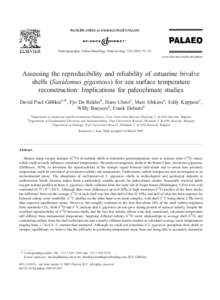 Palaeogeography, Palaeoclimatology, Palaeoecology – 85 www.elsevier.com/locate/palaeo Assessing the reproducibility and reliability of estuarine bivalve shells (Saxidomus giganteus) for sea surface temper