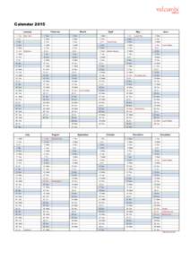 Calendar 2015 January 1 Thu February