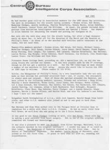 Intelligence Corps Association NEWSLETTER **********  MAY 1985