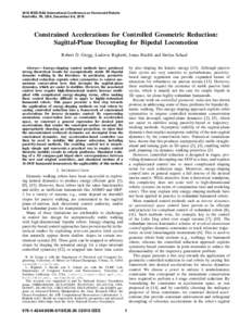 Constrained Accelerations for Controlled Geometric Reduction: Sagittal-Plane Decoupling for Bipedal Locomotion