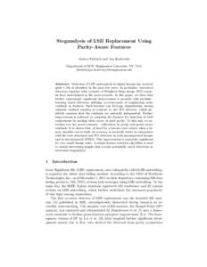 Steganalysis of LSB Replacement Using Parity-Aware Features Jessica Fridrich and Jan Kodovský Department of ECE, Binghamton University, NY, USA {fridrich,jan.kodovsky}@binghamton.edu