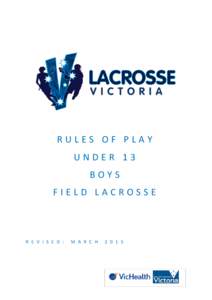 RULES OF PLAY UNDER 13 BOYS FIELD LACROSSE  R E V I S E D :