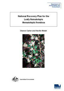 National Recovery Plan for the Leafy Nematolepis Nematolepis frondosa