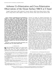IEEE TRANSACTIONS ON GEOSCIENCE AND REMOTE SENSING  1 Airborne Co-Polarization and Cross-Polarization Observations of the Ocean Surface NRCS at C-band
