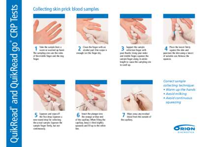 QuikRead and QuikRead go CRP Tests ® Collecting skin prick blood samples  1