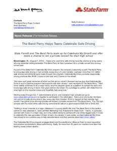 Celebrate My Drive® News Release: The Band Perry Helps Teens Celebrate Safe Driving