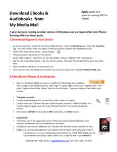 Download EBooks & Audiobooks from My Media Mall Apple (Ipads and iphones running iOS7 or
