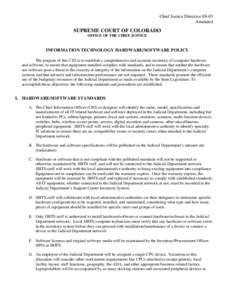 Chief Justice Directive[removed]Amended SUPREME COURT OF COLORADO OFFICE OF THE CHIEF JUSTICE