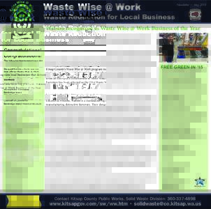 Waste Wise @ Work  Newsletter — May 2015 Waste Reduction for Local Business Congratulations!