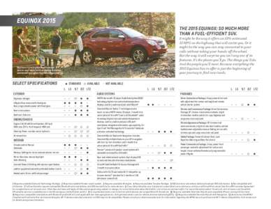 EQUINOX 2015 THE 2015 EQUINOX: SO MUCH MORE THAN A FUEL-EFFICIENT SUV. It might be the way it offers an EPA-estimated 32 MPG on the highway that will excite you. Or it