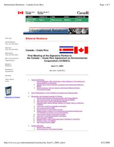 International Relations - Canada-Costa Rica  Welcome Page 1 of 7