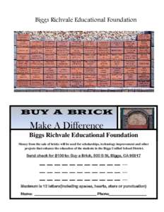 Biggs Richvale Educational Foundation  BUY A BRICK Make A Difference Biggs Richvale Educational Foundation