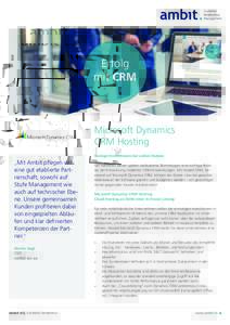 Erfolg mit CRM Microsoft Dynamics CRM Hosting Geringe Investitionen bei vollem Nutzen