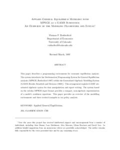 Computer algebra systems / National accounts / Computable general equilibrium / Economic model / Gempack / General equilibrium theory / Social accounting matrix / Supply and demand / Economics / Applied general equilibrium / Profit / Draft:Extended mathematical programming