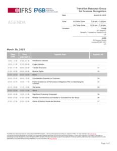 Transition Resource Group for Revenue Recognition Date AGENDA