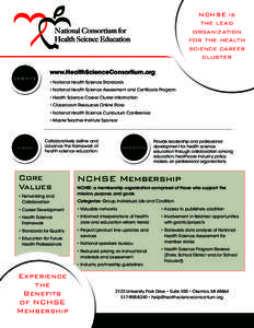 NCHSE is the lead organization for the health science career cluster