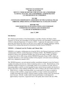 Microsoft Word - Final NOAA Glackin NPOESS Hearing Testimony - June 17, 2009.doc