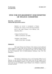 For discussion on 6 June 2012 EC[removed]ITEM FOR ESTABLISHMENT SUBCOMMITTEE