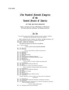 H. ROne Hundred Seventh Congress of the United States of America AT THE SECOND SESSION