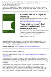 This article was downloaded by: [Universita degli Studi di Torino] On: 12 March 2012, At: 03:48 Publisher: Psychology Press Informa Ltd Registered in England and Wales Registered Number: Registered office: Mortim