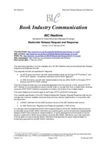 BIC Realtime  Backorder Release Request and Response Book Industry Communication BIC Realtime