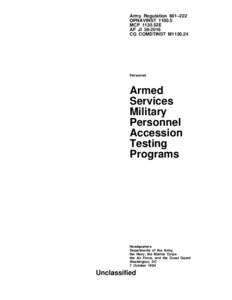 Armed Services Military Personnel Accession Testing Programs