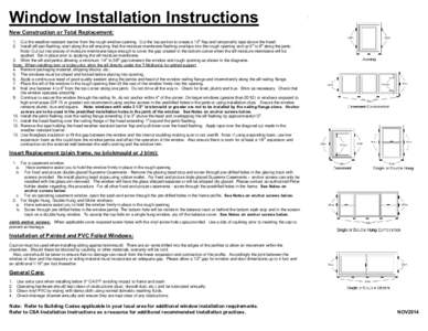 Window Installation Instructions  . New Construction or Total Replacement: 1.