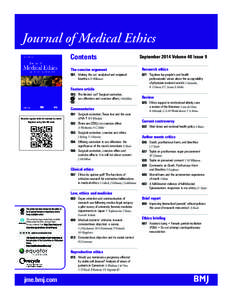 Journal of Medical Ethics Contents The concise argument Research ethics