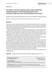 The effects of breed, grazing system and concentrate supplementation on the fatty acid profile of the musculus longissimus dorsi and the kidney fat of steers