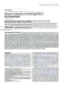 The Journal of Neuroscience, April 17, 2013 • 33(16):7079 –7090 • 7079  Systems/Circuits Neuronal Avalanches in the Resting MEG of the Human Brain