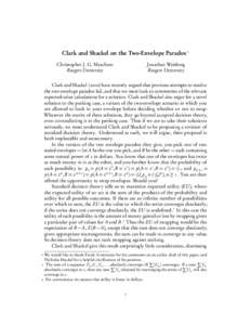 Clark and Shackel on the Two-Envelope Paradox∗ Christopher J. G. Meacham Rutgers University Jonathan Weisberg Rutgers University