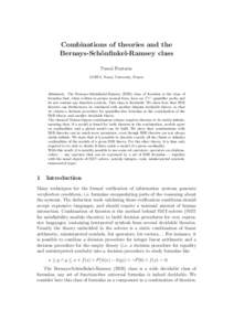 Combinations of theories and the Bernays-Sch¨ onfinkel-Ramsey class Pascal Fontaine LORIA, Nancy University, France