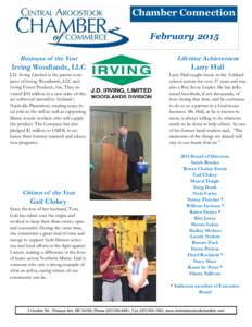 Chamber Connection February 2015 Business of the Year Lifetime Achievement