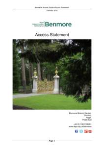 Benmore Botanic Garden Access Statement Summer 2016 Access Statement  Benmore Botanic Garden,