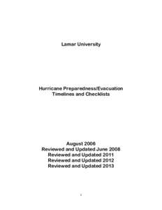 Lamar University  Hurricane Preparedness/Evacuation Timelines and Checklists  August 2006