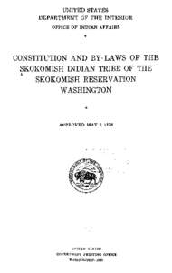 Constitution and Bylaws of the Skokomish Indian Tribe of the Skokomish Reservation