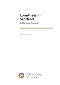 Loneliness in Scotland A National Summit September 2016