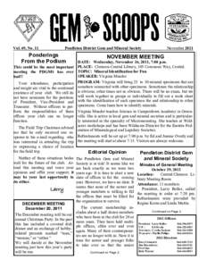 Vol. 49, No. 11  Pendleton District Gem and Mineral Society Ponderings From the Podium