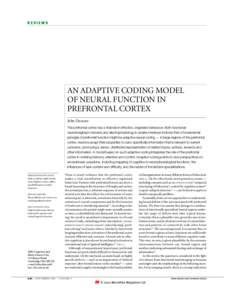 REVIEWS  AN ADAPTIVE CODING MODEL OF NEURAL FUNCTION IN PREFRONTAL CORTEX John Duncan