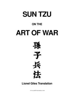 SUN TZU ON THE ART OF WAR  Lionel Giles Translation
