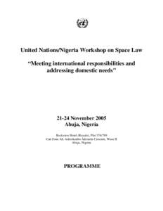 United Nations/Nigeria Workshop on Space Law “Meeting international responsibilities and addressing domestic needs