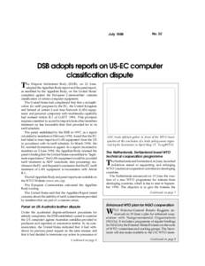 July[removed]No. 32 DSB adopts reports on US-EC computer classification dispute