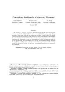 Competing Auctions in a Monetary Economy¤ Richard Dutuy Benoit Julienz  Ian Kingx